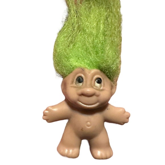 Vintage Troll DAM 1989 Mini Doll Pendant Keychain Ring Green Hair - Picture 2 of 8